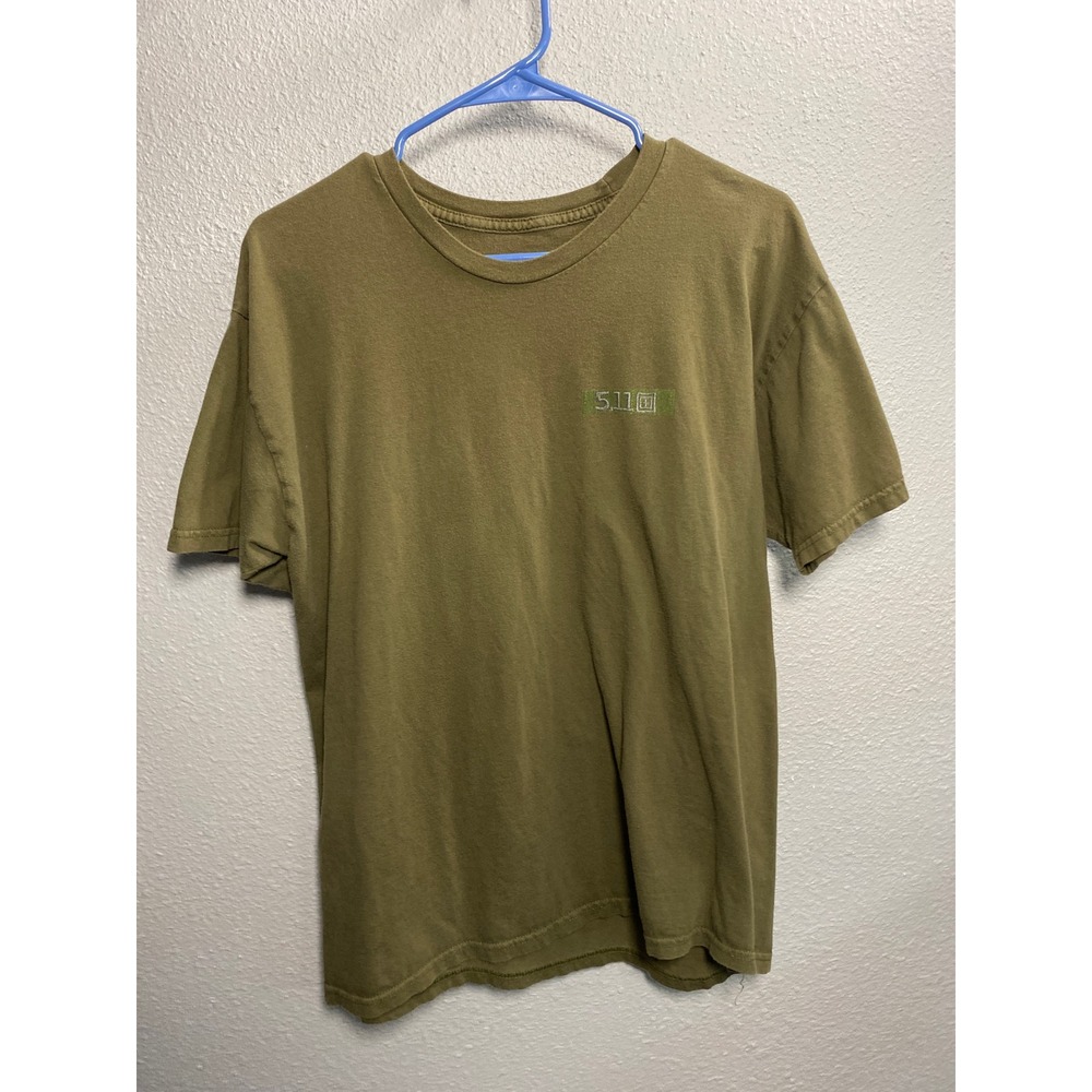 5.11 Tactical Mens Graphic T-Shirt Olive Green American Flag Back Logo Large